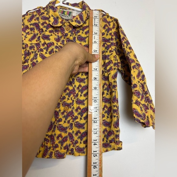 VTG Y2K PIERRE BONEE KIDS GIRL 3T PAISLEY BUTTON DOWN PRINT YELLOW MULTICOLOR - Picture 10 of 11
